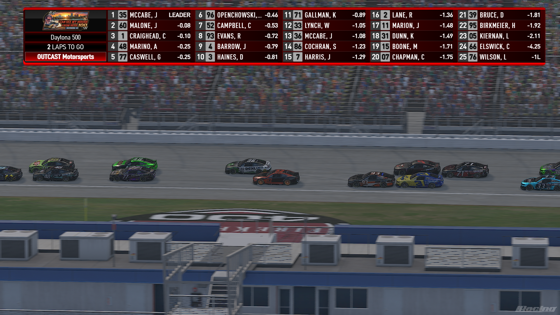 Horizontal NASCAR Leaderboard screenshot